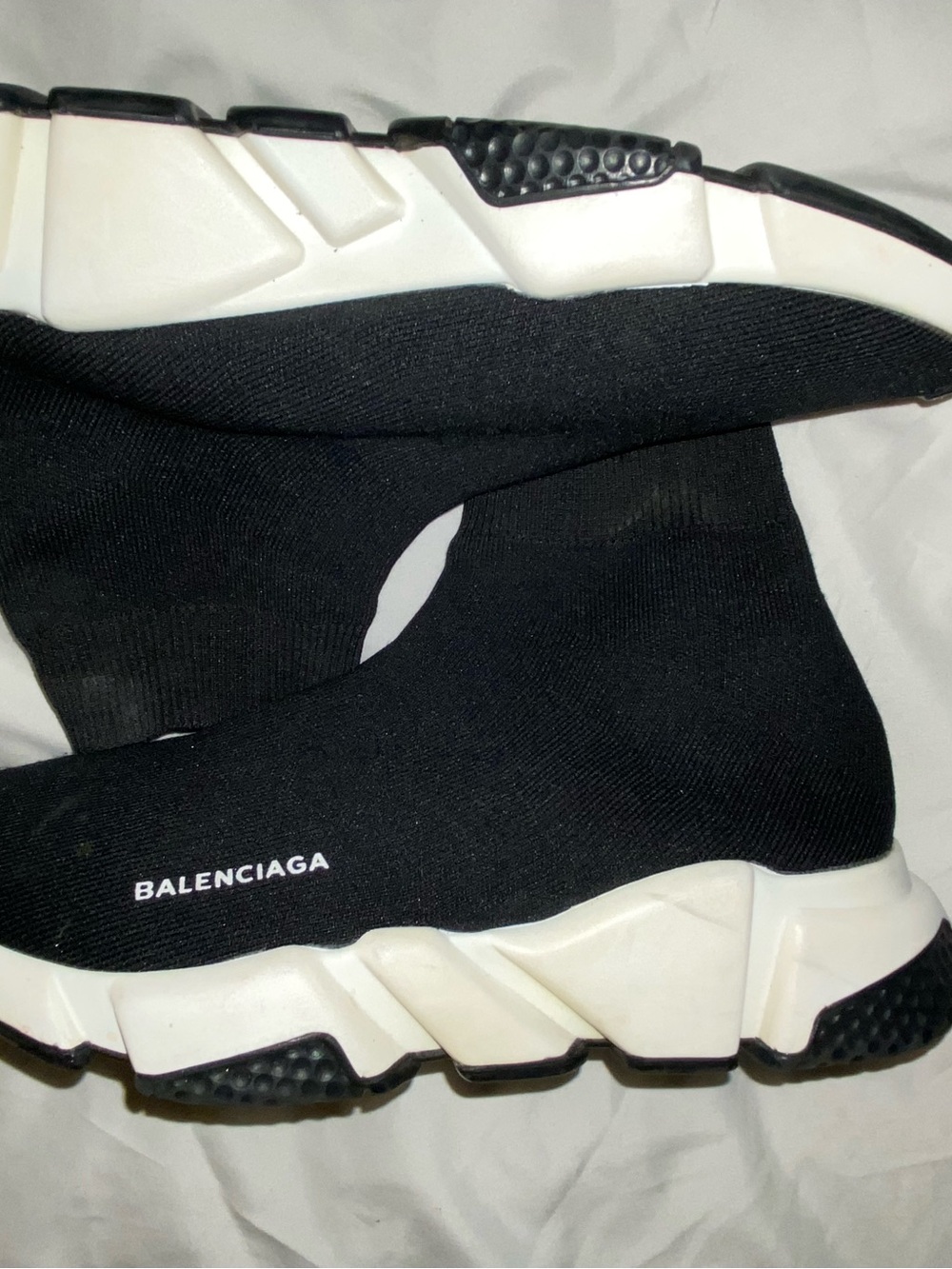 Balenciaga Black and White Sock-Style Sneakers